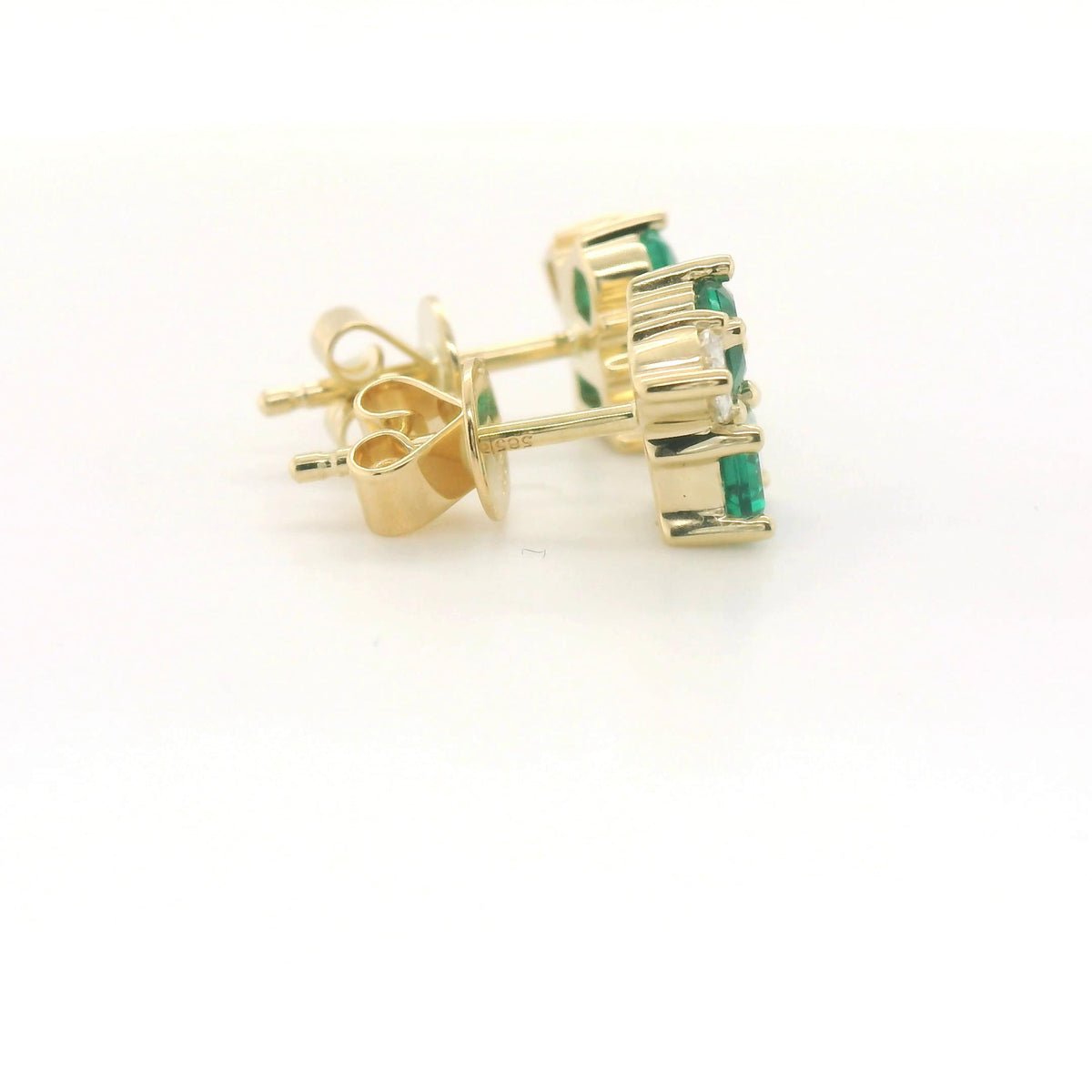 Chatham 0.89ct Lab Emerald & Diamond Studs