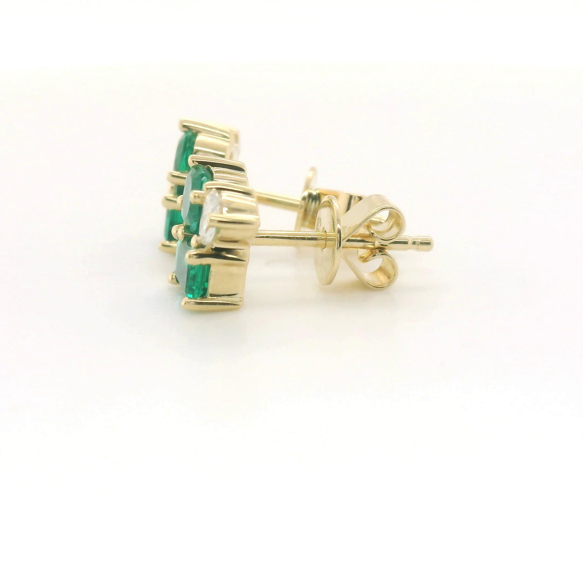 Chatham 0.89ct Lab Emerald & Diamond Studs