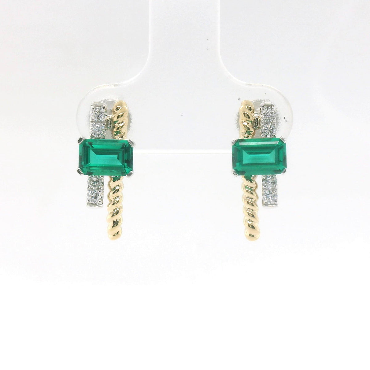 Chatham 1.04ct Lab Emerald & Diamond Studs