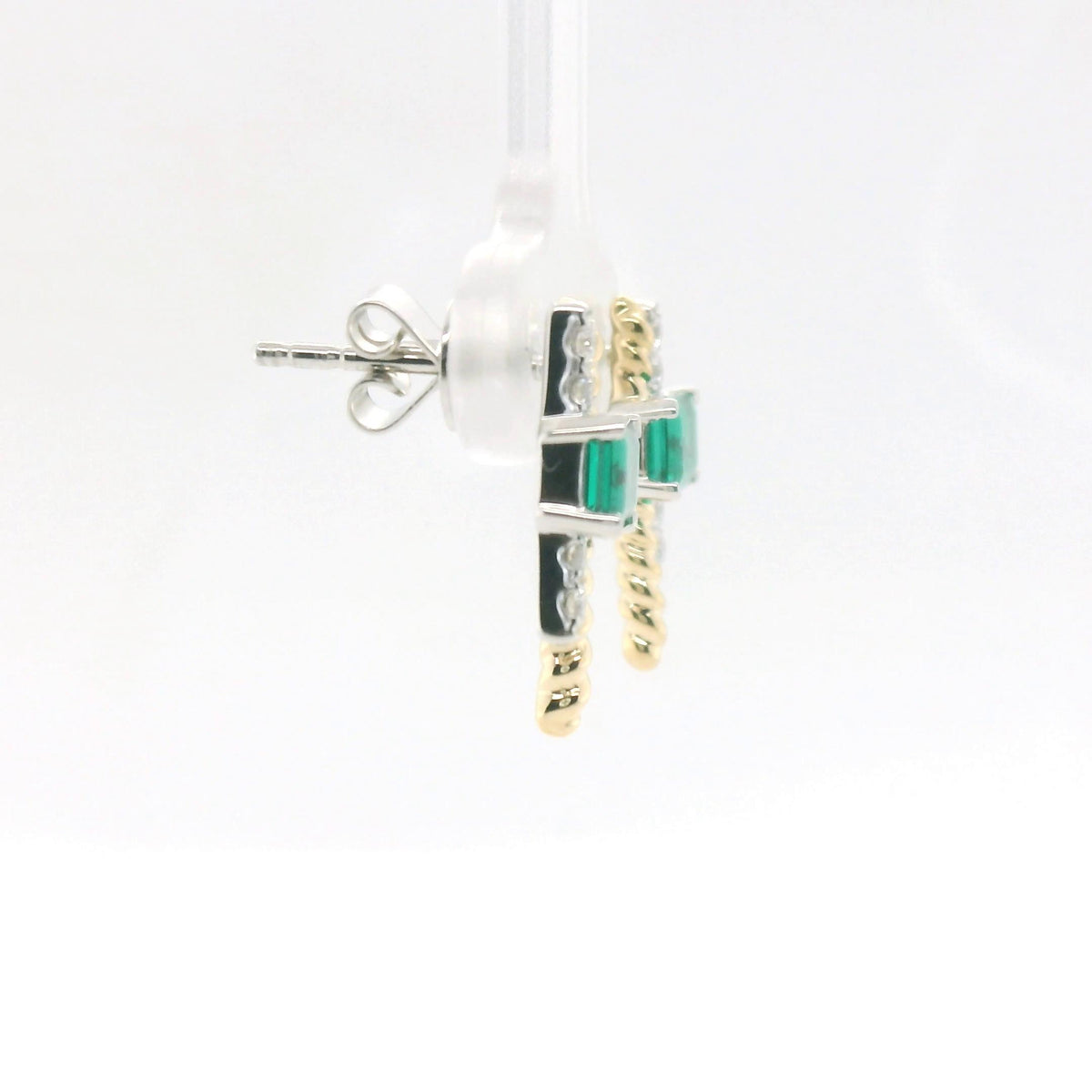 Chatham 1.04ct Lab Emerald & Diamond Studs