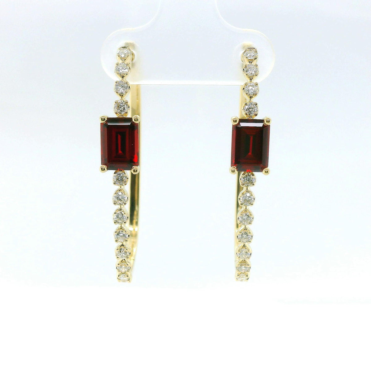 Chatham 2.4ct Lab Ruby & Diamond Hoop Earrings