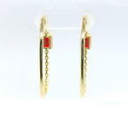 Chatham 2.4ct Lab Ruby & Diamond Hoop Earrings