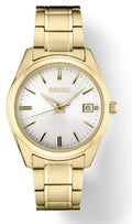 Seiko Essentials Gold-Tone White Dial Watch