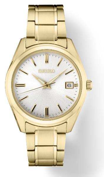 Seiko Essentials Gold-Tone White Dial Watch