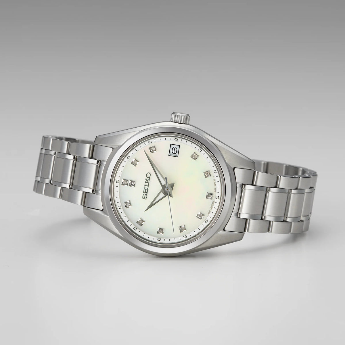Seiko Ladies Stainless Steel Diamond Mother of Pearl Dial Watch
