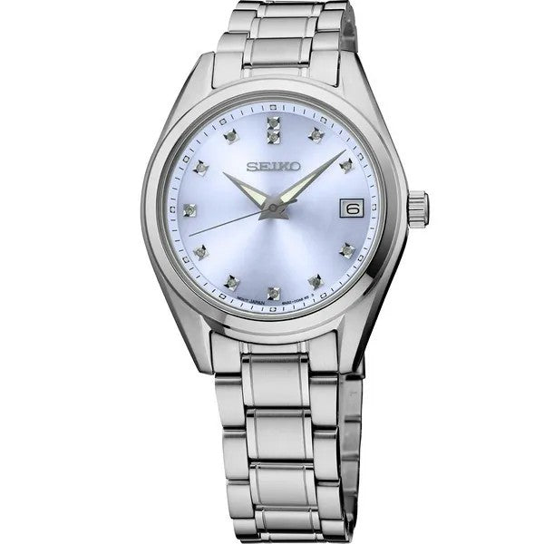 Seiko Ladies Diamond Stainless Steel Light Blue Dial Watch