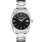 Seiko Essentials Black Dial Stainless Steel Watch