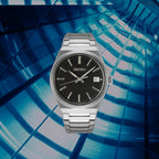 Seiko Essentials Stainless Steel Black Dial Watch