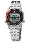 Seiko Essentials Digital Black & Red Stainless Steel Watch