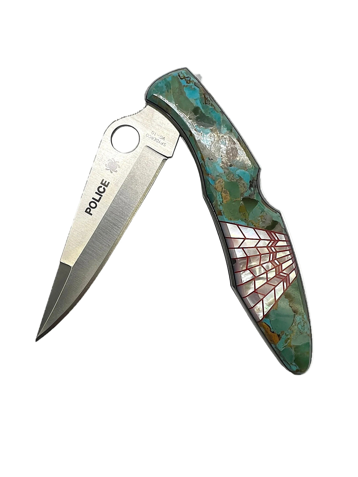 Santa Fe StoneWorks Spyderco Turquoise & MOP Knife
