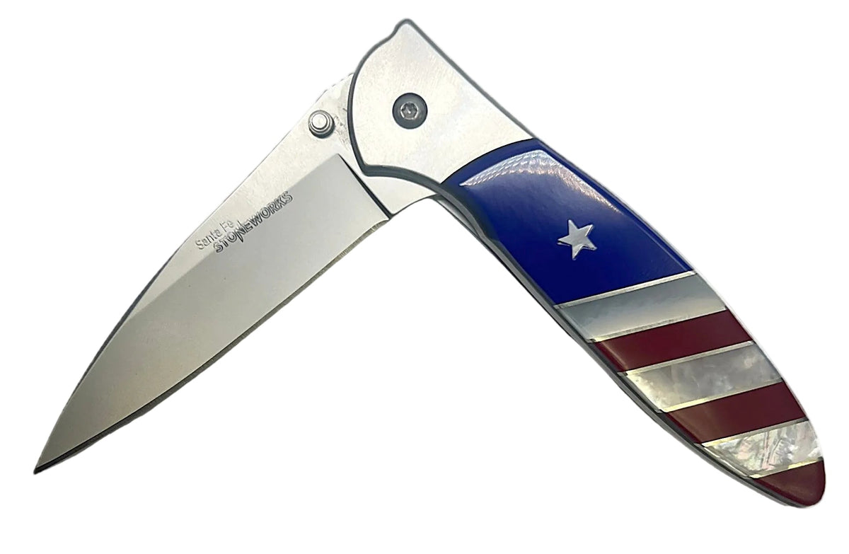 Santa Fe Stoneworks Patriotic Lapis & Coral Pocket Knife