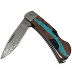 Santa Fe StoneWorks 3" Damascus Turquoise Knife