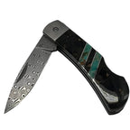 Santa Fe StoneWorks Mammoth Tusk & Turquoise Damascus Knife