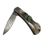 Santa Fe StoneWorks Mammoth Tusk & Turquoise Damascus Knife