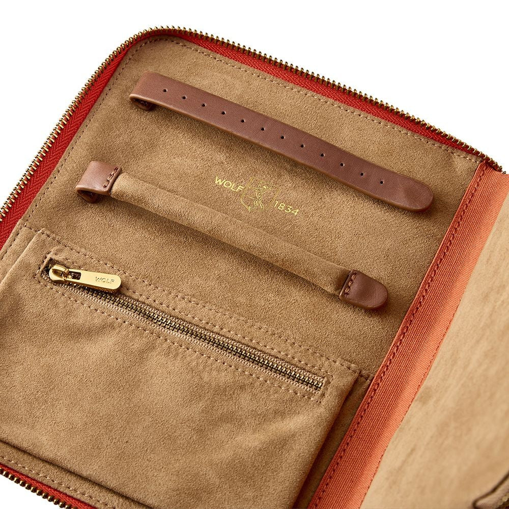 Wolf Ida Orange Travel Zip Jewelry Portfolio