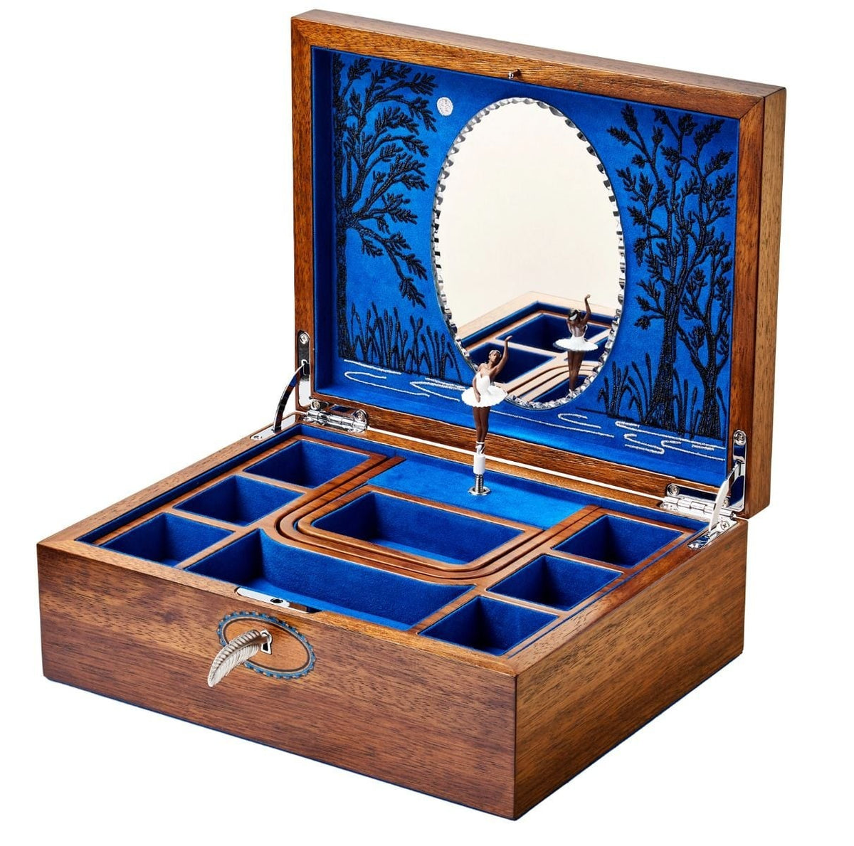 Wolf 190th Anniversary Walnut Swan Lake Musical Jewelry Box