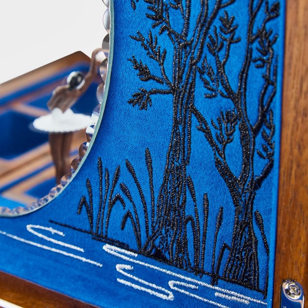 Wolf 190th Anniversary Walnut Swan Lake Musical Jewelry Box