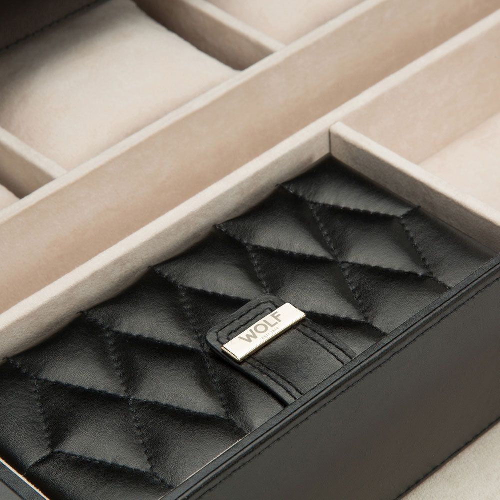 Wolf Caroline Extra Large Black Jewelry Box