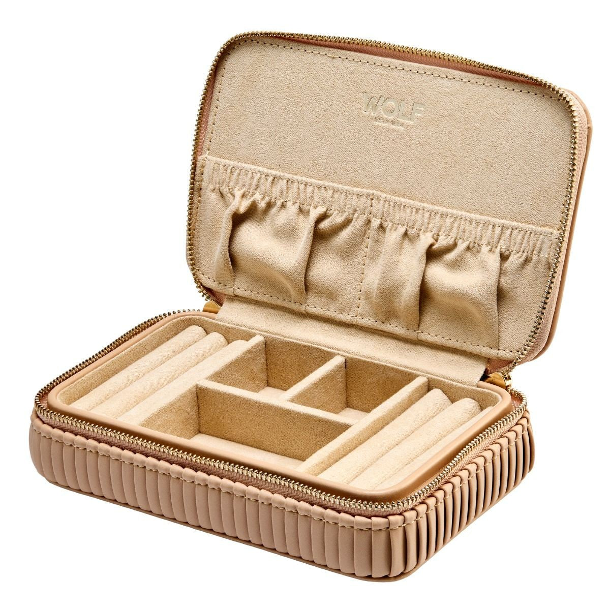 Wolf Bella Zip Anti-Tarnish Mocha Jewelry Case