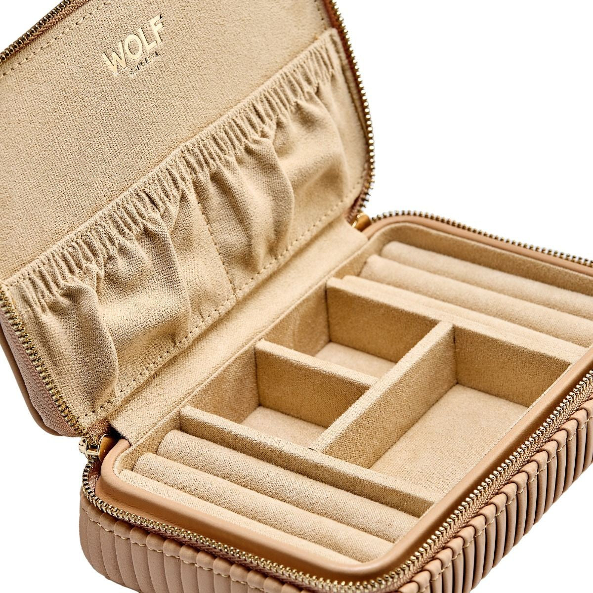 Wolf Bella Zip Anti-Tarnish Mocha Jewelry Case