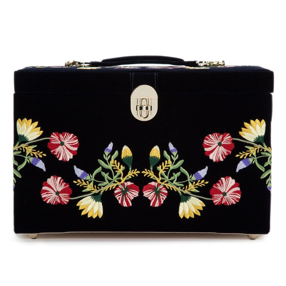 Wolf Zoe Floral Embroidered Velvet Jewelry Box