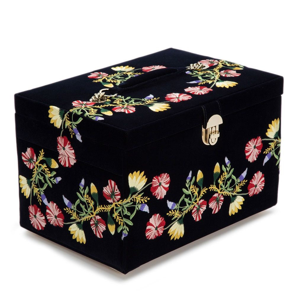 Wolf Zoe Floral Embroidered Velvet Jewelry Box