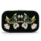 Wolf Zoe Forest Green Floral Zip Jewelry Travel Case