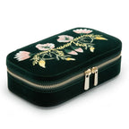 Wolf Zoe Forest Green Floral Zip Jewelry Travel Case