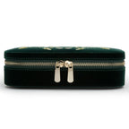 Wolf Zoe Forest Green Floral Zip Jewelry Travel Case