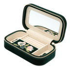 Wolf Zoe Forest Green Floral Zip Jewelry Travel Case