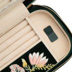 Wolf Zoe Forest Green Floral Zip Jewelry Travel Case