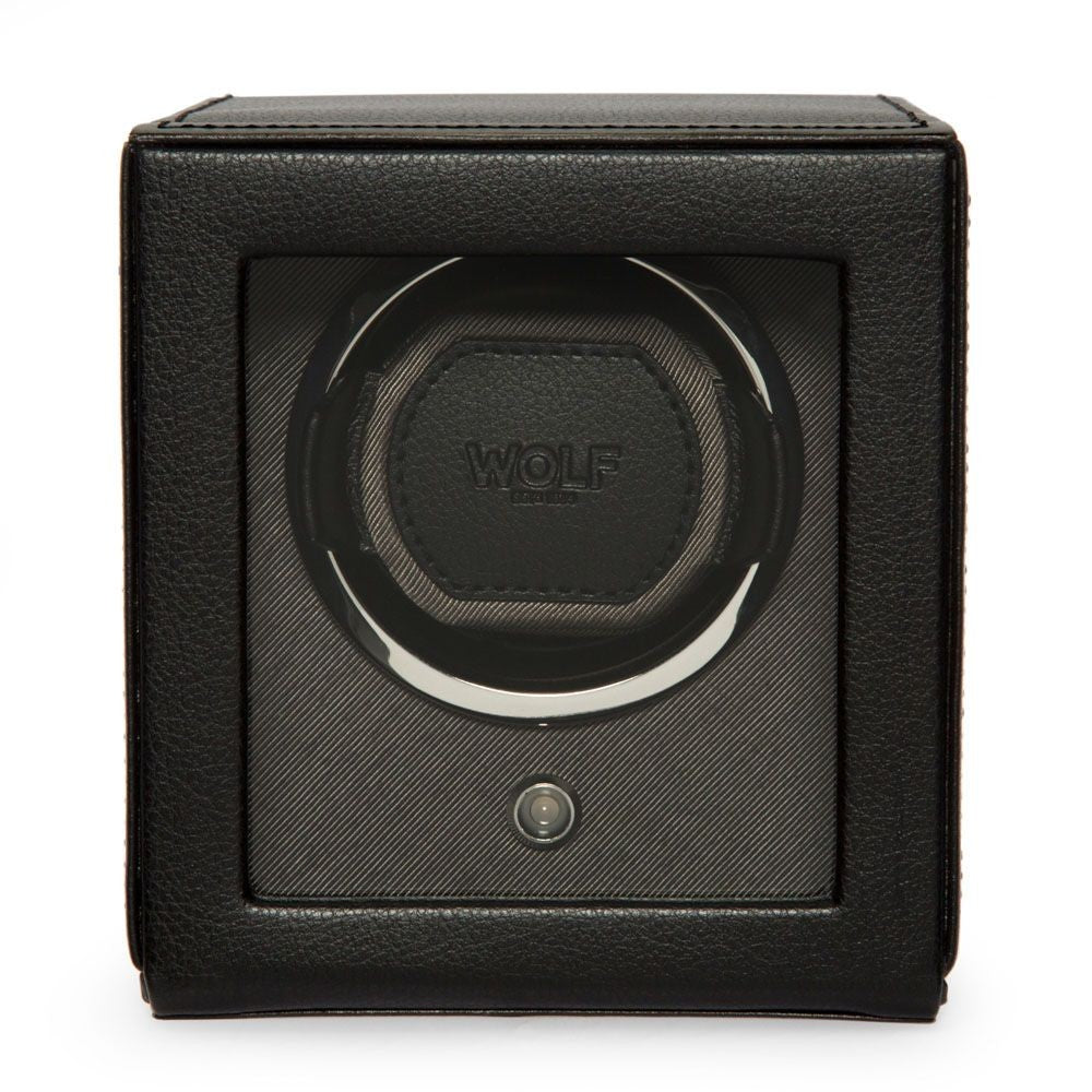 Wolf Cub Single Watch Winder in Black with Cover
