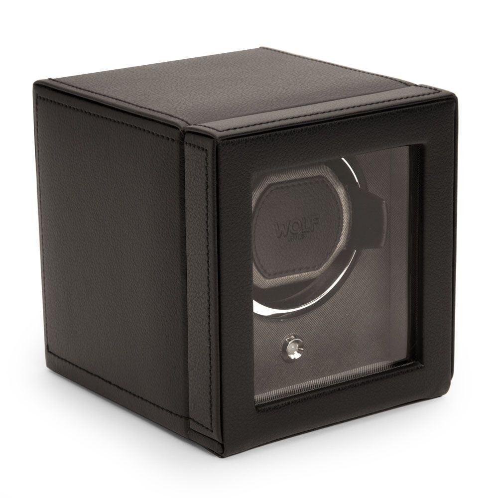 Wolf Cub Single Watch Winder in Black with Cover