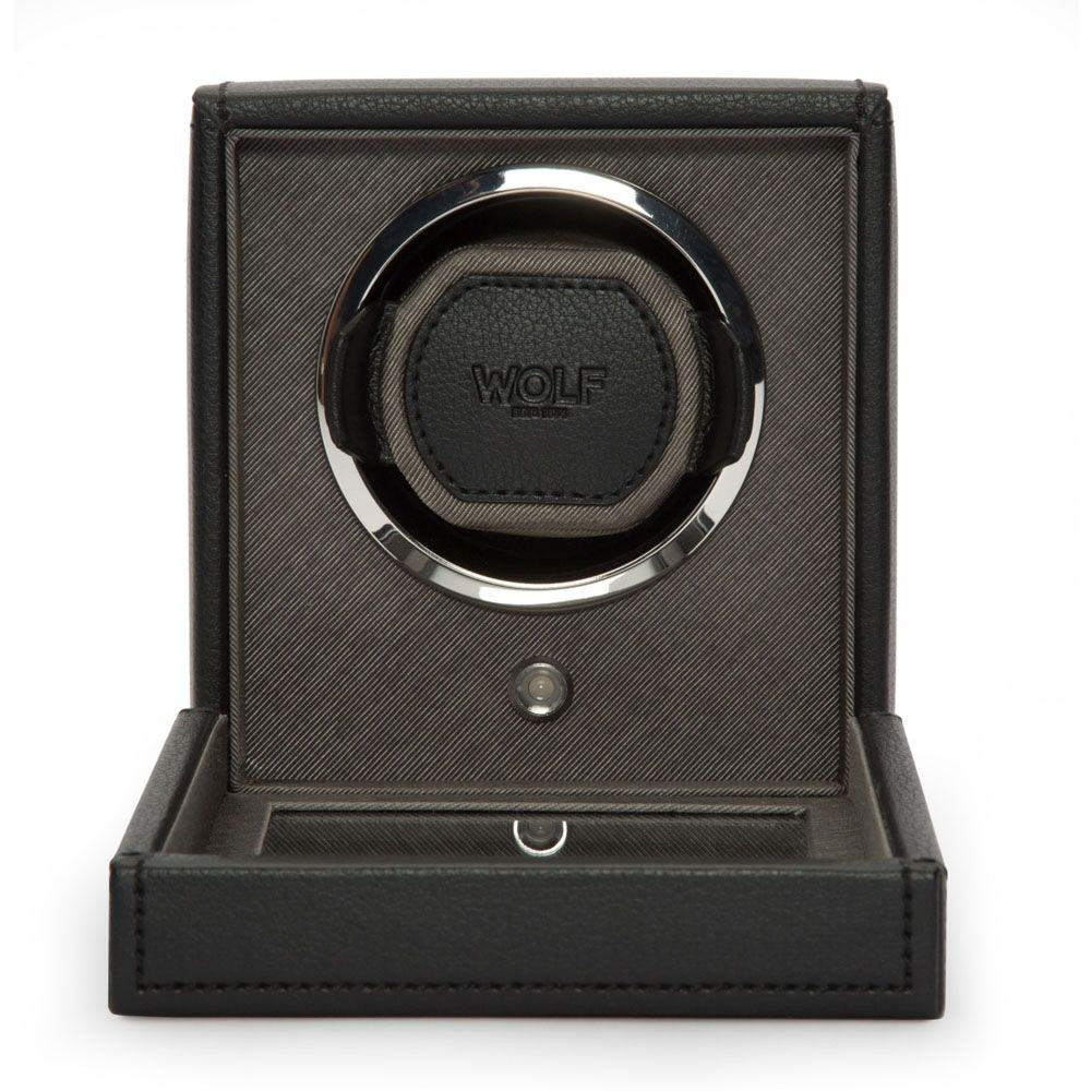 Wolf Cub Single Watch Winder in Black with Cover