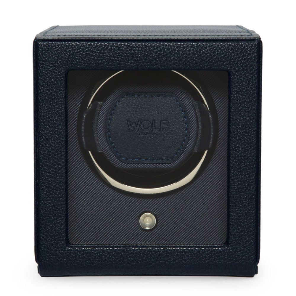 Wolf Cub Single Watch Winder in Navy with Cover