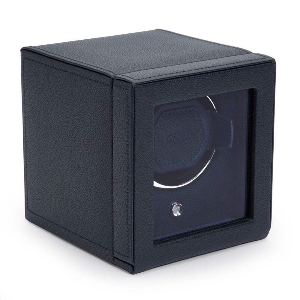 Wolf Cub Single Watch Winder in Navy with Cover