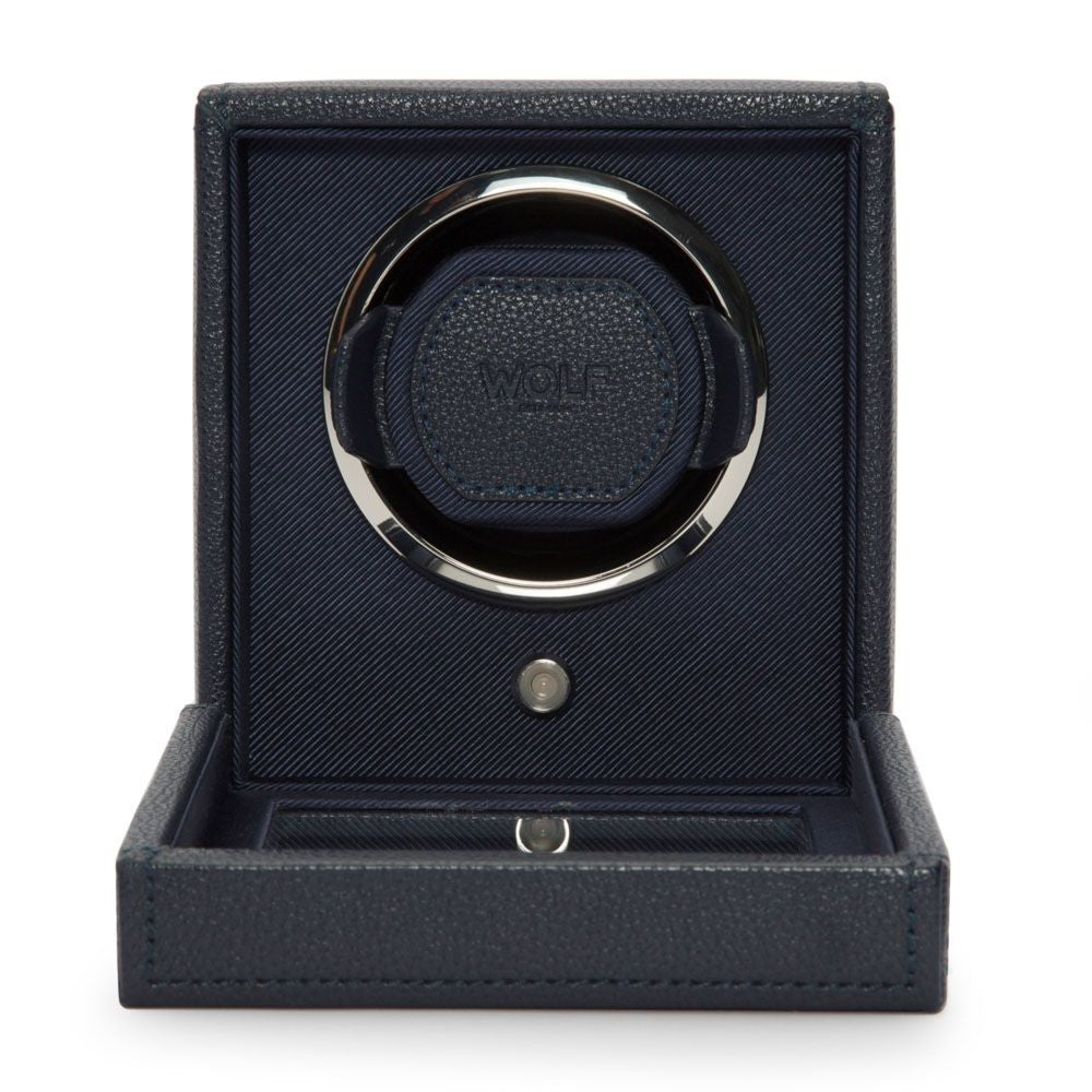 Wolf Cub Single Watch Winder in Navy with Cover
