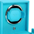 Wolf Cub Single Watch Winder in Turquoise with Cover