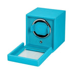 Wolf Cub Single Watch Winder in Turquoise with Cover