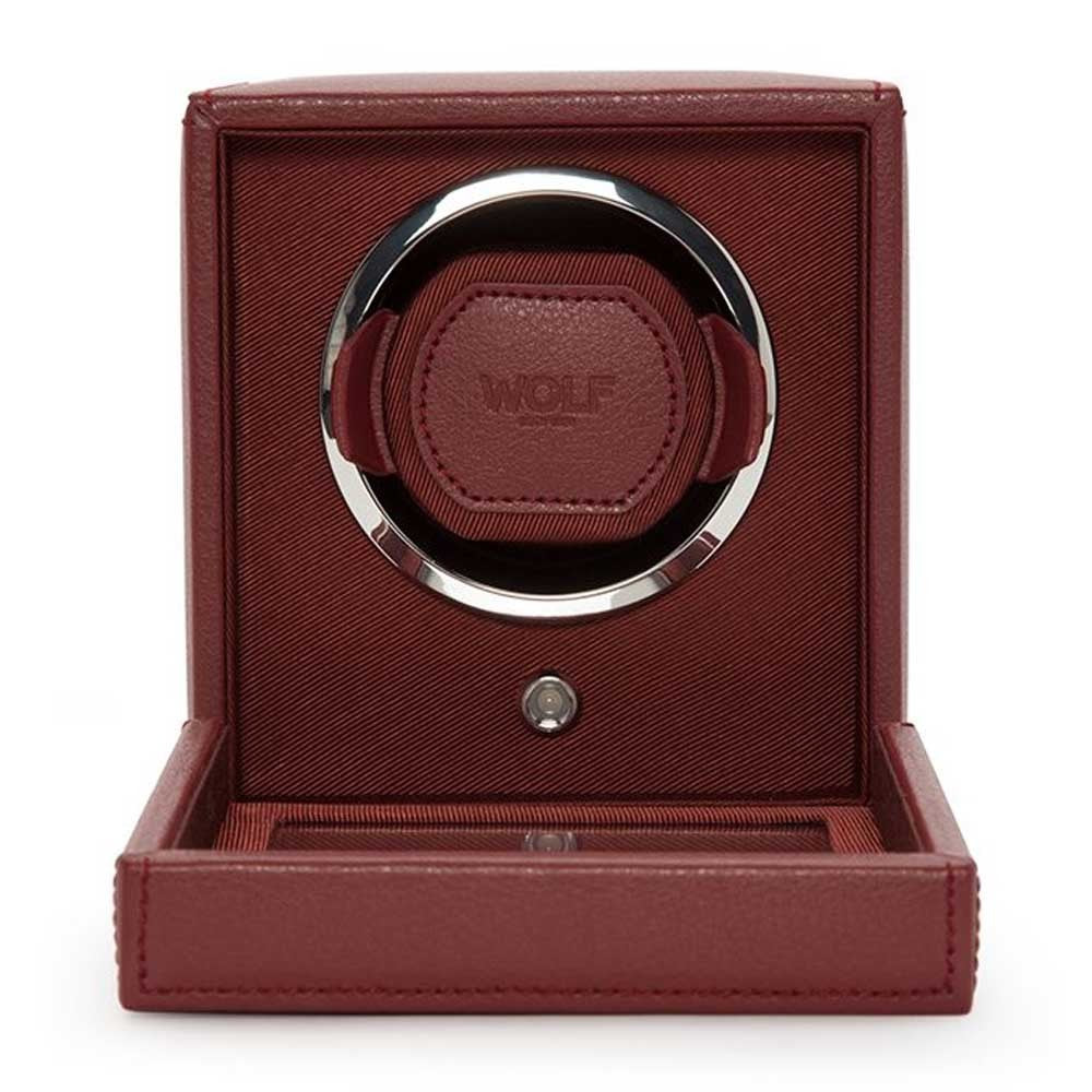 Wolf Cub Single Watch Winder in Bordeaux with Cover
