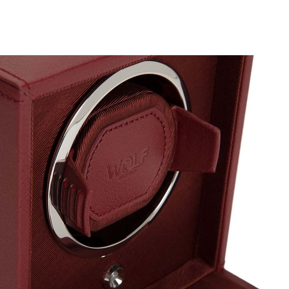 Wolf Cub Single Watch Winder in Bordeaux with Cover