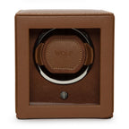 Wolf Cub Single Watch Winder in Cognac with Cover