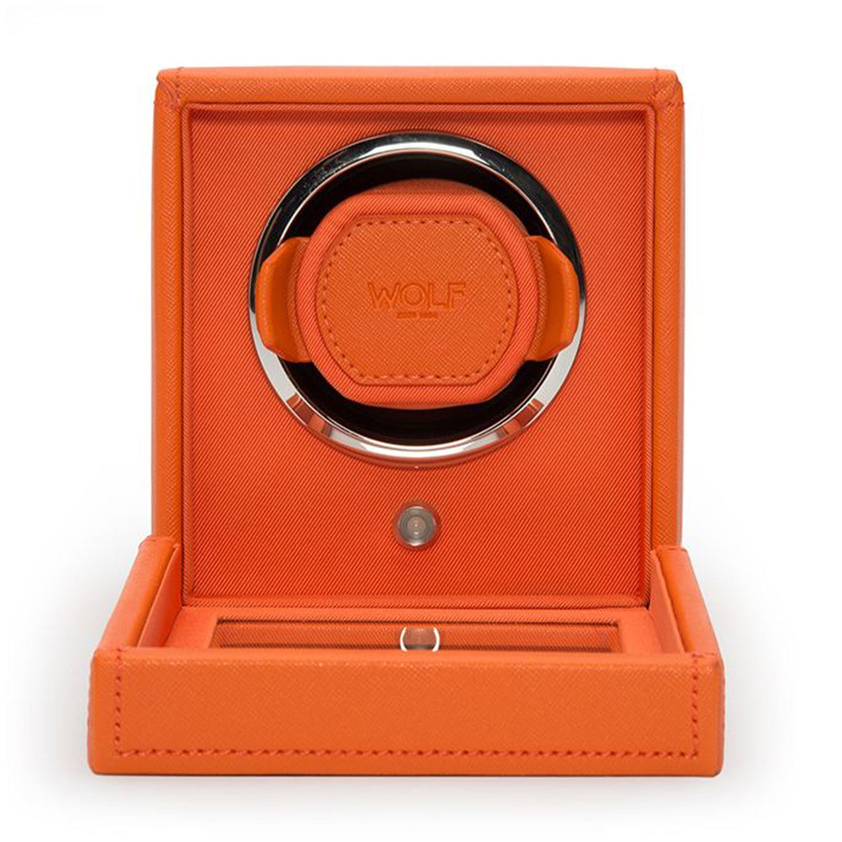 Wolf Cub Single Watch Winder in Orange with Cover