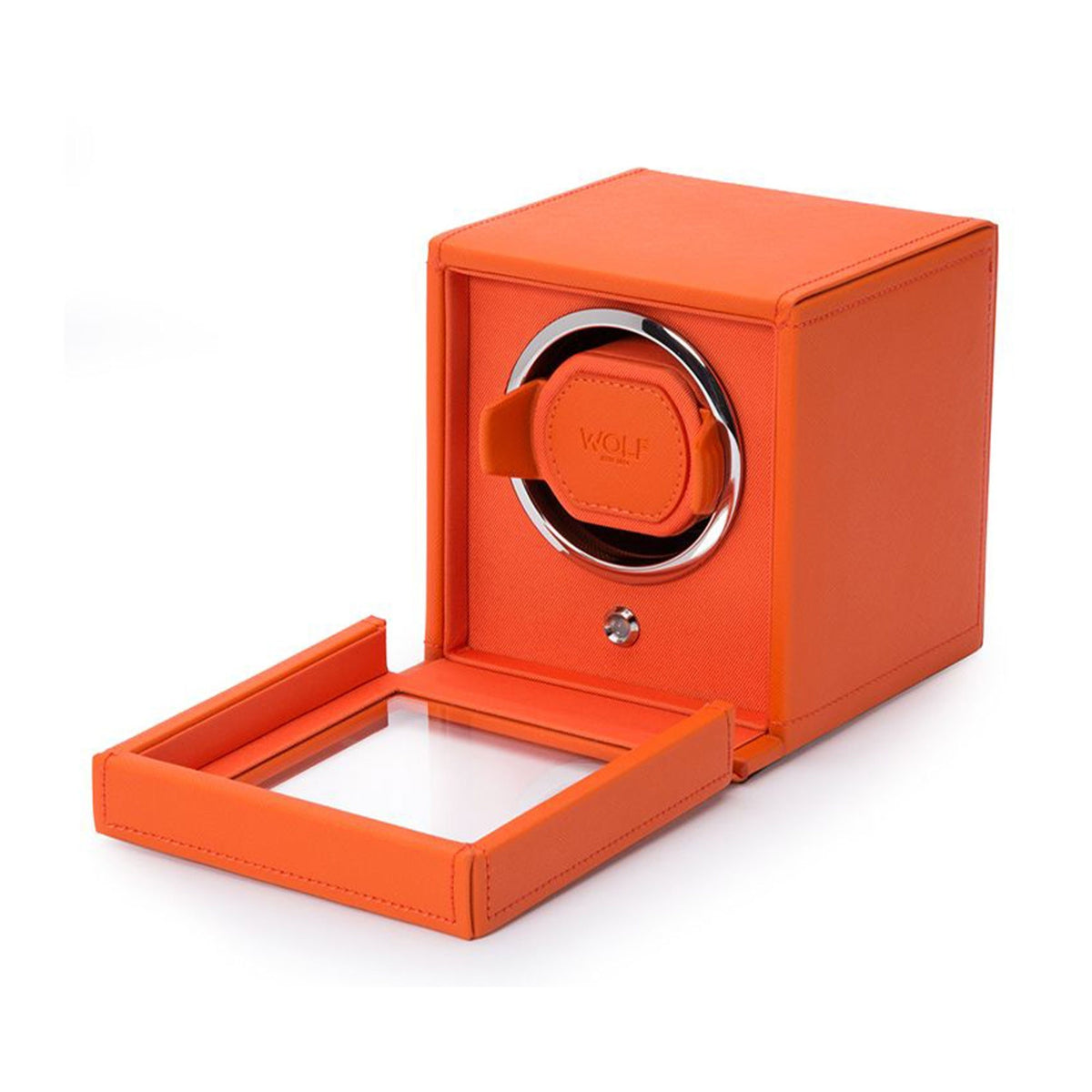 Wolf Cub Single Watch Winder in Orange with Cover