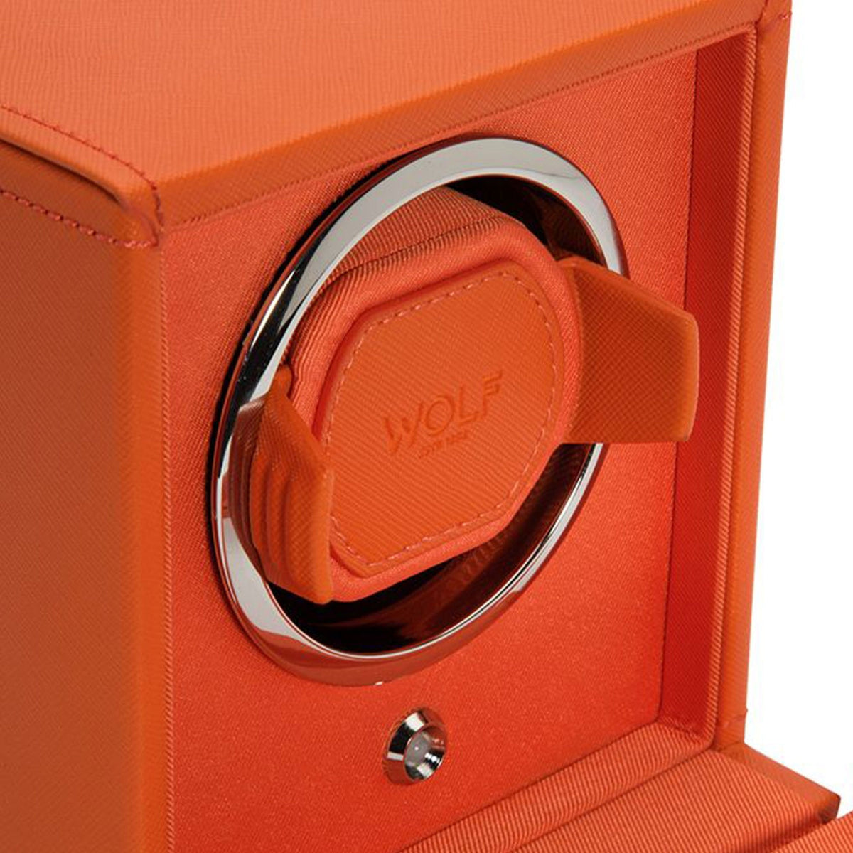 Wolf Cub Single Watch Winder in Orange with Cover