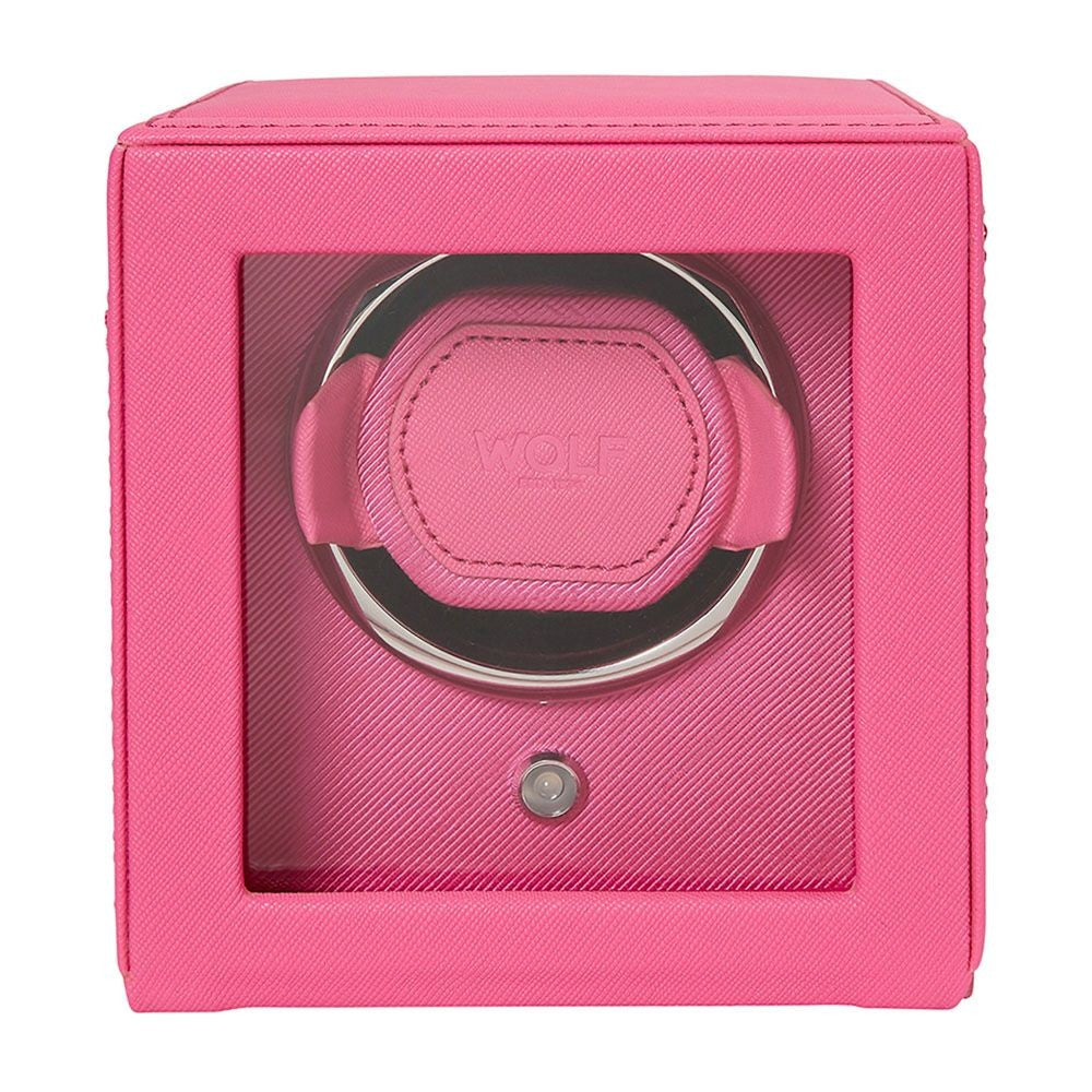 Wolf Cub Single Watch Winder in Pink with Cover