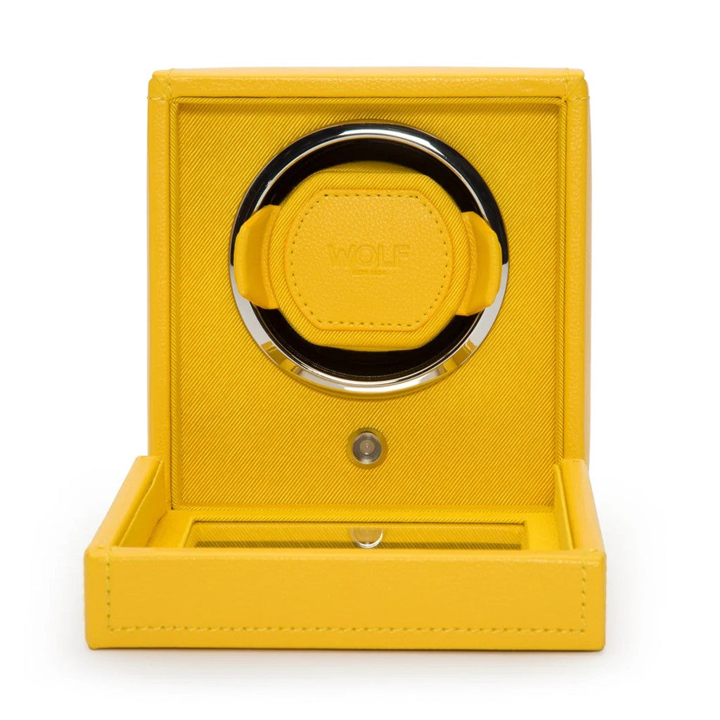 Wolf Cub Single Watch Winder in Yellow with Cover