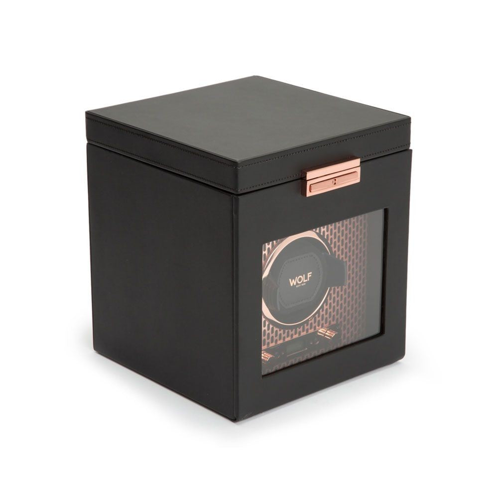 Wolf Axis Copper Watch Winder with Top Storage