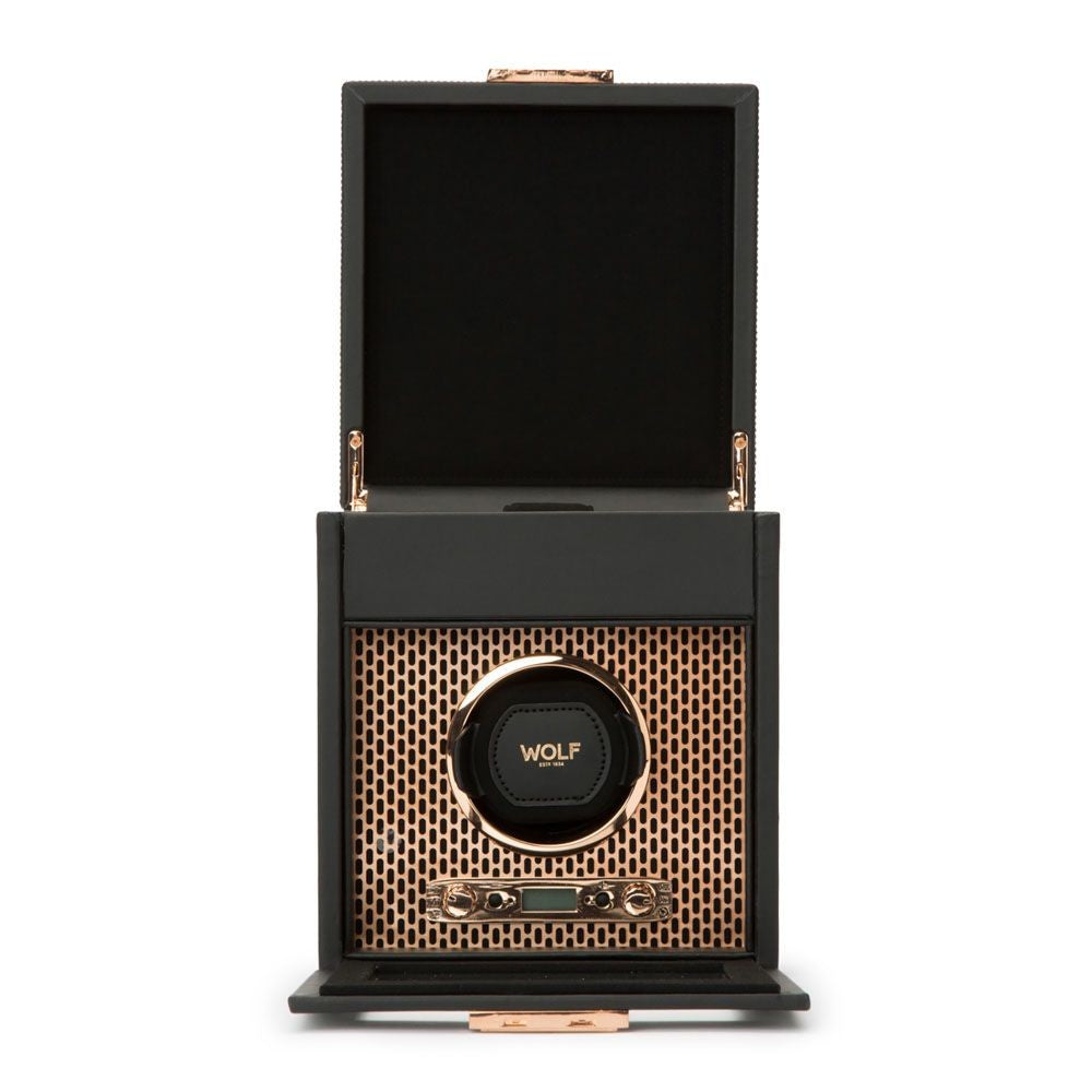 Wolf Axis Copper Watch Winder with Top Storage