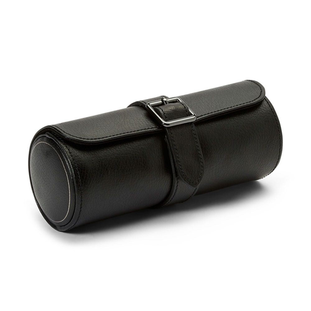 Wolf British Racing Black Leather Triple Watch Roll